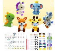 OLHKYN 6Pcs Crochet Kit for Beginners, 2025 Crochet Animals Kits with Step by Step Video Tutorials, DIY Craft for Adults and Kids with Yarn, Crochet Hook, Perfect for Gift