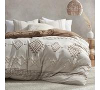 Oli Anderson Boho Duvet Cover Set King Size, Beige and Terracotta Color Clash 3 Pieces Microfiber Bedding Set, Durable and Super Soft Comfoter Cover with Zipper and Ties, 104"*90"