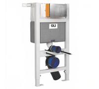 OLI Expert Plus Mechanical Low Height Concealed Cistern with Wall Frame and Slim Polished Dual Flush Plate with Rectangular Buttons | Chrome | ABS | 400mm x 820mm x 150mm