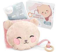 Oli-Melo Baby Colic & Gas Relief Heating Tummy Wrap Pink - Hot & Cold Clay Pack for Bruises & Gassy Belly - UKCA-Certified - Wooden Teether, Soft Plush Swaddle Band, Premium Belt Pad, Infant Newborn