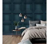 Oliana Belgravia Navy Wood Panel Wallpaper Smooth Matte Finish
