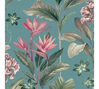 Oliana Floral Wallpaper Belgravia Teal One Size