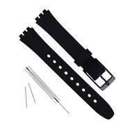 OliBoPo Replacement 12mm Waterproof Silicone Rubber Watch Strap Watch Band for Swatch (Black)