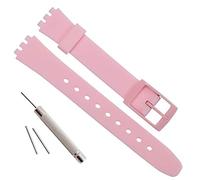 OliBoPo Replacement 12mm Waterproof Silicone Rubber Watch Strap Watch Band for Swatch (Pink)