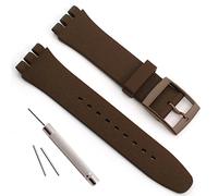 OliBoPo Replacement Waterproof Silicone Rubber Watch Strap Watch Band for Swatch (17mm 19mm 20mm) (19mm, Coffee)