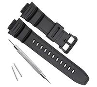 OliBoPo Waterproof Natural Resin Replacement Watch Band for Casio MCW-100H/W-S220/HDD-S100 (Matte Black)