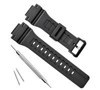 OliBoPo Waterproof Natural Resin Replacement Watch Band for Casio SGW-300H MRW-200H AE-1200 W-800H W-735H AQ- S800W AQ-S810W (Black)