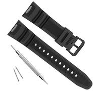 OliBoPo Waterproof Natural Resin Replacement Watch Band for Casio Sport SGW-100 (Black Buckle/Black)