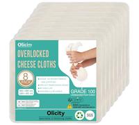Olicity Muslin Cloths for Cooking 50x50cm - 8 Pack Bulk Value Set | Overlocked Unbleached Cheesecloth for Straining, Juice Squeezing & Dusting | Fine Weave Reusable Straining Cloth for Pudding Making