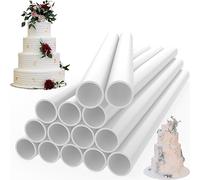 Olicky 14 Pcs Plastic Cake Dowels for Tiered Cakes, 9.5" White Support Rods | Cuttable Heavy Duty Support Pillars for Multi-Layer Cake Stacking, DIY Cake Decorating Supplies