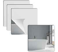 Olicky 4 Pcs Self Adhesive Mirror Tiles 20x20 cm, Wall-Mounted 2mm Thick Acrylic Wall Mirrors Stickers for Home Decoration, Bathroom, Bedroom