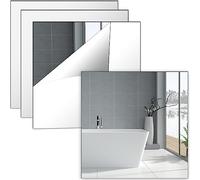 Olicky 4 Pcs Self Adhesive Mirror Tiles 30x30 cm, Wall-Mounted 2mm Thick Acrylic Wall Mirrors Stickers for Home Decoration, Bathroom, Bedroom