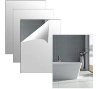 Olicky 4 Pcs Self Adhesive Mirror Tiles 30x40 cm, Wall-Mounted 2mm Thick Acrylic Wall Mirrors Stickers for Home Decoration, Bathroom, Bedroom (Right Angle)