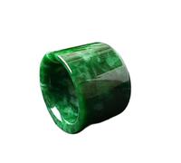 Oligage Emerald Jadeite Thumb Ring Men Women Jewelry Accessories Natural Myanmar Green Jades Stone Band Wide Rings, 22mm, Jade, Diamond