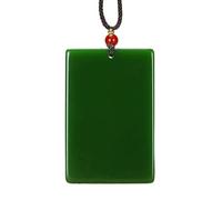 Oligage Natural Green Jade Rectangle Smooth Pendant Necklace for Women Men Genuine Hetian Jade Stone Amulet Gifts for Women
