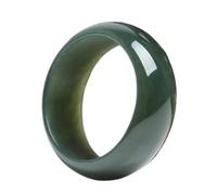 Oligage Natural Hetian Black Green Jade Rings Jadeite Jade Ring Male and Female Jade Ring Jade Gift Rings Men Women Real Jade, 7, Jade
