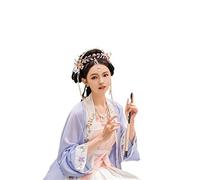Oligage Tassel Fake Earrings Hairband Chinese Style Leaf Long Tassel Headband Hanfu Style Headband Travel Photography Fairy Hair Jewelry (Metal color : 1)
