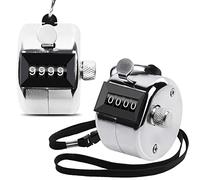 Oligei 2 Pack Metal Hand Counter Four-Digit Counter with Nylon Lanyard Silver Counter Click Counter Handheld Click Counter Digital Counting