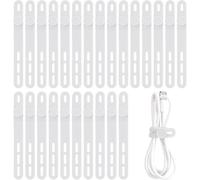 Oligei 25 Pcs Silicone Cable Ties, Cord Ties Cord Wrap, Cable Ties Reusable, High Elasticity Cord Wraps for Electrical Cords, Cord Organizer for Earphone, Phone Charger(White)