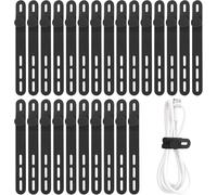 Oligei 25 Pcs Silicone Cable Ties, Cord Ties Cord Wrap, Cable Ties Reusable, High Elasticity Cord Wraps for Electrical Cords, Cord Organizer for Earphone, Phone Charger(Black)