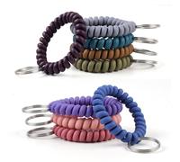 Oligei 9 Colors Wrist Keychain, Key Chain Wristlet Retractable Spiral Coil, Key Wristlet Wrist Strap Coil Key Chain, Spiral Key Ring Bracelet for Sauna, Outdoor, Sports
