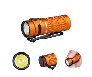 OLIGHT Baton 4 LED Small Torch Rechargeable up to 1300 Lumens, 170 m Light Range, Super Bright Mini Torch with 6 Modes, 30 Days Running Time, Strong Flashlight, IPX8 for Everyday Use, Orange