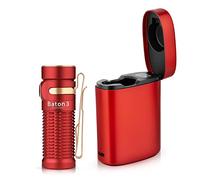 OLIGHT Baton3 Rechargeable LED Flashlight Kit, Powerful Flashlight 1200 Lumens 166 Meters, 6 Modes with Charging Box, IPX8 Waterproof Suitable for Camping, Hiking (Red Premium Edition)