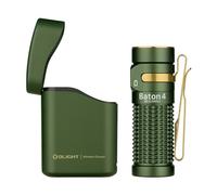 OLIGHT Baton4 EDC Flashlight Kit 1300 Lumens High Brightness with Charging Case, Compact Size with Indicator Lights and Intuitive Buttons, Suitable for Home Use or Outdoor Travel (Green)