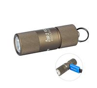 OLIGHT i1R 2 EOS Desert Tan 150 Lumens Tiny Rechargeable Keychain Flashlight EDC Mini LED Keyring Light with Built-in Battery for Camping Hiking Dog Walking etc