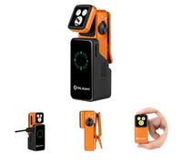 OLIGHT Oclip 2 Pro Premium Rechargeable 530 Lumens Clip-on Torch, Orange | Charging Dock, 115-Degree Tilt, 360-Degree Clip, White LED, Red Light, USB-C, for Hiking, Emergency, Outdoor, Home