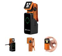 OLIGHT Oclip 2 Ultra Premium Rechargeable Clip on Torch, Amber Orange | Charging Dock, 115-Degree Tilt, 360-Degree Clip, Four Modes, Flood, Spot, UV, Red Light, OAL for Outdoor, Emergency, Home