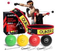 OLIKER Boxing Reflex Ball Set Boxing Equipment for Adults and Kids 3 Difficulty Level React Reflex Ball Plus Adjustable Headband Punching Speed Fight Skill and Hand Eye Coordination Training