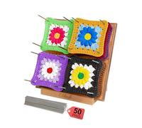 Olikraft Handcrafted Wooden Blocking Board - Excellent Gifts for Knitting Crochet and Granny Squares Lovers - Full Kit with 50 4-inches Stainless Steel Rod Pins, Stand Included (8 inches)