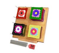 Olikraft Handcrafted Wooden Blocking Board - Excellent Gifts for Knitting Crochet and Granny Squares Lovers - Full Kit with 50 4-inches Stainless Steel Rod Pins, Stand Included (11 inches)