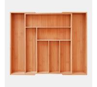 Olioeiao Expandable Bamboo Silverware Organizer Drawer for Utensils Holder and Cutlery, 8 Compartments for Drawer Tray with Dividers, Flatware and Kitchen Utensils organizer(Natural)