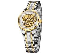 OLIPINKE Women’s Automatic Watch Rose Gold Diamond Dial Luxury Elegant Wristwatch Sapphire Crystal Luminous Waterproof, 3276:gold/white