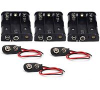 OLIREXD 3X 1.5V (4.5V) AA Battery Holder and 9V I Type Snap Batteries Clip Connector Buckles with Cord Wire Leads Storage Box Holders Bundle Spring Clip (Pack of 3)