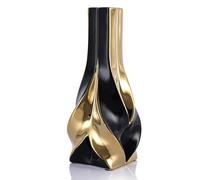 oliruim 10.6 "Tall Black and Gold Ceramic Decor Vase, Modern Elegant Decor Home Vase for Living Room, Table Centerpiece, Desk, Office for Pampas Grass (Black Gold)