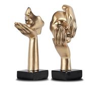 oliruim 2 Pieces Thinker Statue, Golden Black Abstract Art Sculpture Modern Home Decor Desk Decoration Christmas New Year Gift (2pcs, Gold)