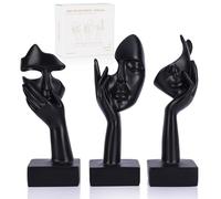 oliruim 3 Pcs Thinker Large Statue Set - Black Art Abstract Home Accent Figurines for Living Room, Bedroom, Shelves, Office Desktop, Coffee Table Decor, Gift for Women (3 Pcs Black, 9")