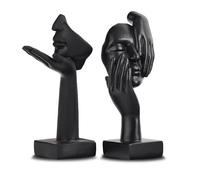 oliruim 3 PCS Thinker Statue, Golden Black Abstract Art Sculpture Modern Home Decoration Desktop Decoration Christmas New Year Gift (2 Pcs Black)