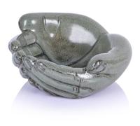 oliruim Ceramic Hands Bowl Dish Sculpture, Giving Hands Candy Holder for Succulent Planter, Crystal Rock Holder, Office, Keys Bowl for Entryway Table (Vintage Green)