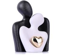 Oliruim Mini Couple in Love Ceramic Statue, Living Room & Bedroom Decor, Valentine's Gift, Small Shelf Sculpture (3.15" Black White)