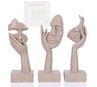 olirum 3 Pcs Thinker Large Statue Set - Resin Sandstone Art Abstract Home Accent Figurines for Living Room, Bedroom, Shelves, Office Desktop, Coffee Table Decor, Gift for Women (3 Pcs Sandstone, 9")