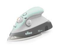 oliso M3Pro Mini Project Iron - Compact Size Steam Iron with LED Light for Textiles, Clothes, Sewing, Quilting and Crafts - 220V/120V, Diamond Ceramic-Flow Soleplate, Hot Iron Rest Included, Aqua