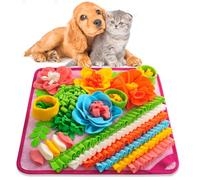 Oliumt Snuffle Mat for Dogs, Sniff Mat Slow Feeding Mat for Small Pets Cats, Rabbits - Help Stress Relief and Training - Stimulate Your Pet's Foraging Skills! (Pink)