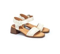 Oliva Leather Heeled Sandals, Made in Europe White