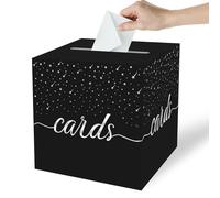 OLIVBIN black Gift Card Box with Silver foil Design, Cards Receiving Box for Birthdays Party, Wedding Receptions, Bridal & Baby Showers, Graduations, Retirements, Anniversaries