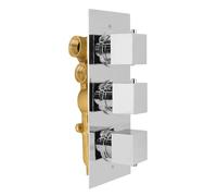 OLIVE 3 Dial 3 Outlet Concealed Thermostatic Shower - Square- Refined valve
