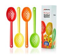 Olive and Pickle Spoon Set of 4, 7-Inch Small Slotted Serving Utensils for Jars, Perfect for Olives, Pickles, Capers, Pickled Beets, Pepperoncini, Cherries, Dishwasher Safe, Made in USA by Pikanty